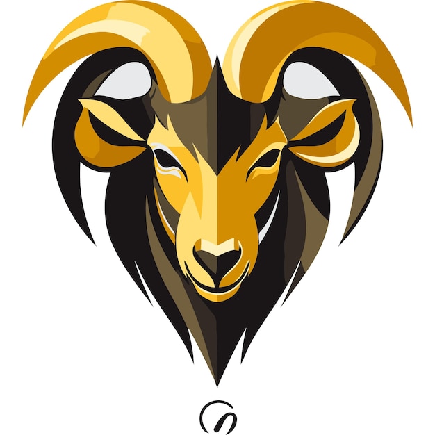 Free Vector golden ram head logo design