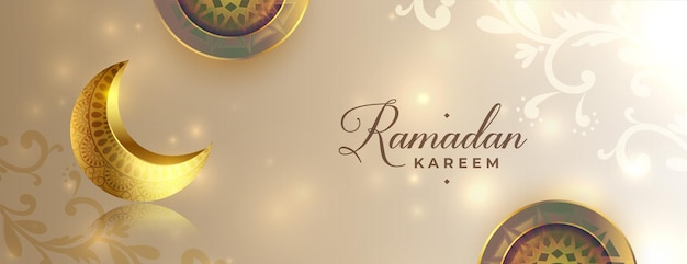 Free Vector golden ramadan eid moon with arabic islamic decoration