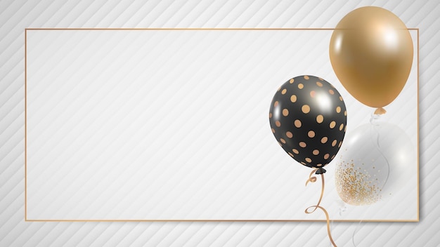 Golden rectangular balloons frame design vector