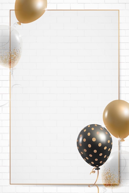 Golden rectangular  balloons frame design vector