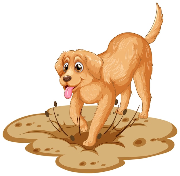 Free Vector golden retriever dog cartoon on white background