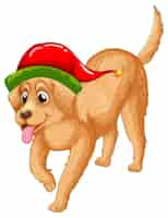 Free vector golden retriever dog wearing christmas hat