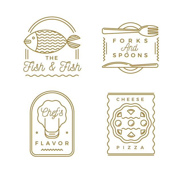 Golden retro restaurant logo collection