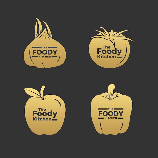 Free Vector golden retro restaurant logo set