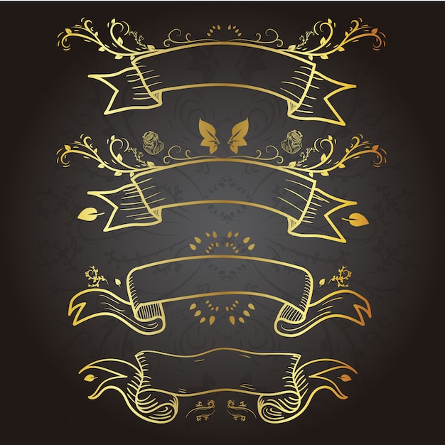 Free Vector golden ribbon collection