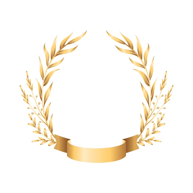 Free Vector golden ribbon laurel wreath emblem realistic composition with laurel wreath branches and golden ribbon vector illustration