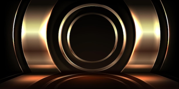 Free Vector golden ring podium on black background