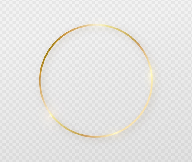 Free Vector golden round frame with light effects.