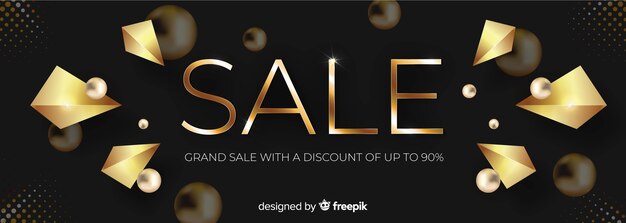 Golden sale banner with special offer