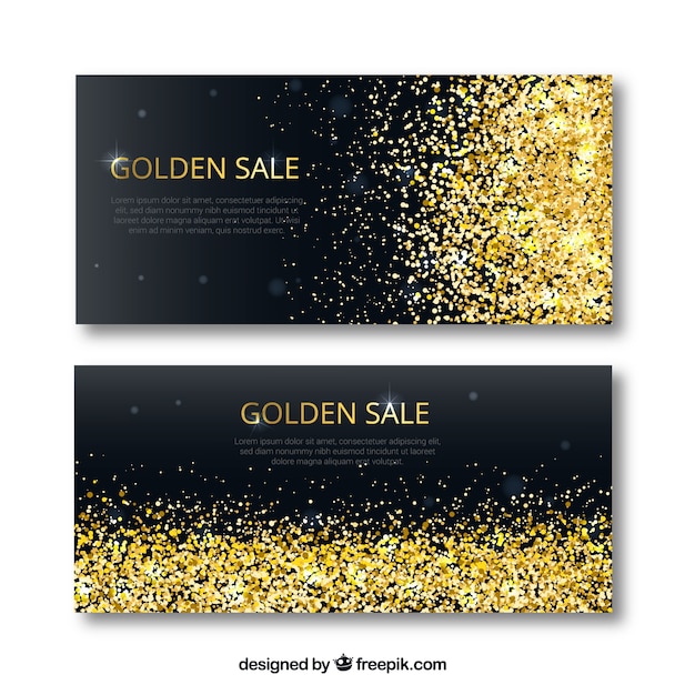 Free Vector golden sale banners