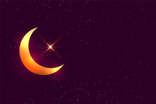 Free Vector golden and shiny crescent moon background with sparkle effect