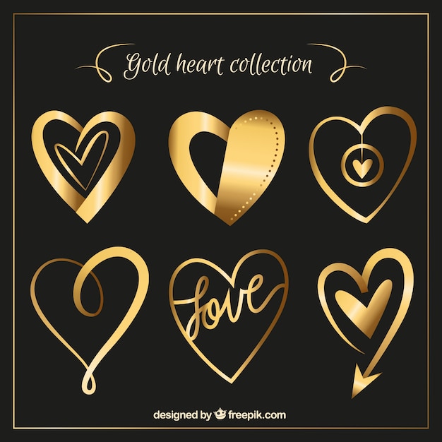 Free vector golden and shiny hearts