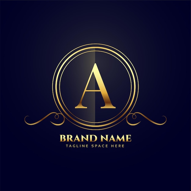 Free vector golden and shiny letter a logo background for corporate marketing