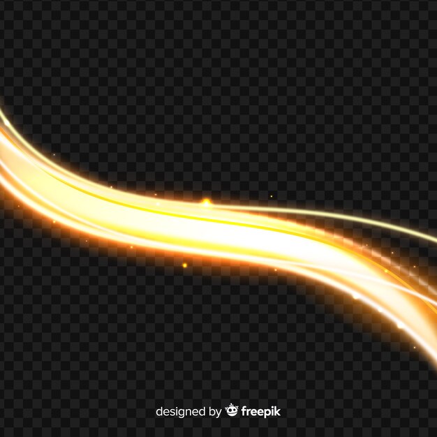 Golden shiny wave light effect in dark