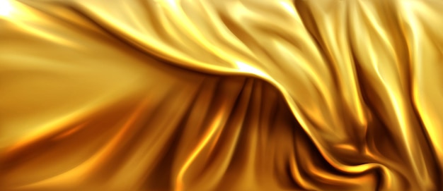 Free Vector golden silk or satin cloth with folds and creases