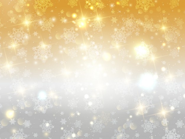 Free Vector golden and silver bright snowflakes background