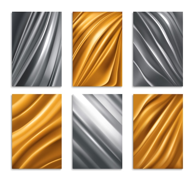 Free Vector golden and silver foil texture realistic set isolated illustration