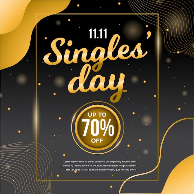 Golden singles day concept