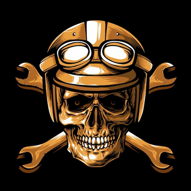 Golden skull biker vector logo