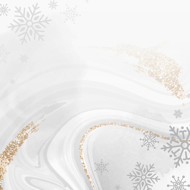 Golden snowflake over marble background