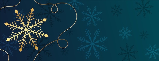 Golden snowflakes banner for winter christmas season with text space