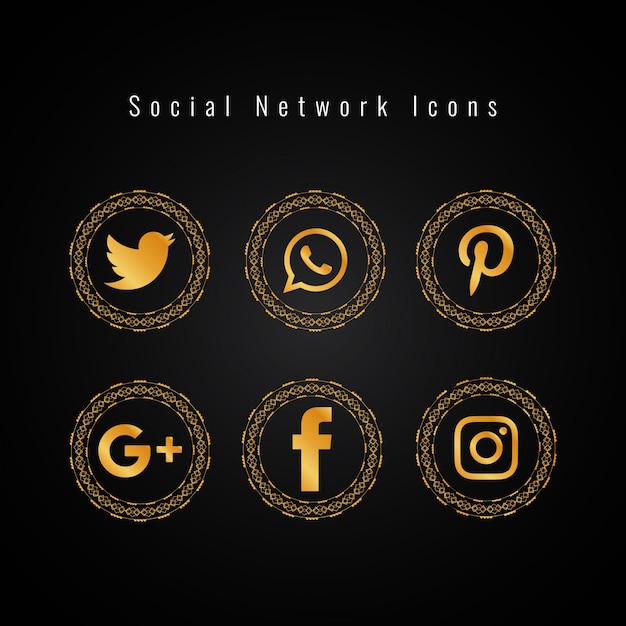 Golden social media icons set