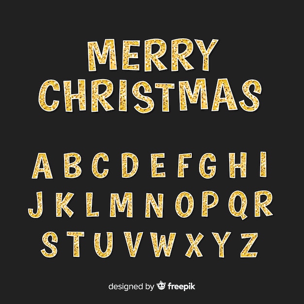 Golden sparkling christmas alphabet