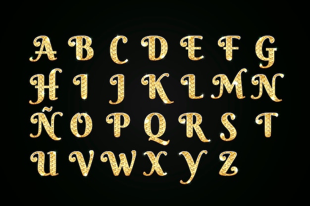 Golden sparkling christmas alphabet