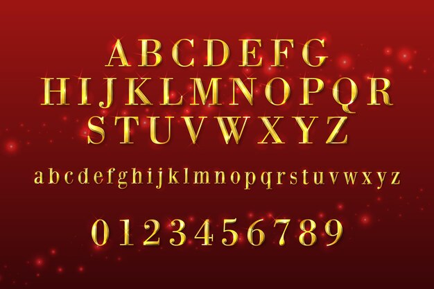 Golden sparkling christmas alphabet