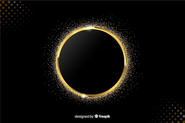 Free Vector golden sparkling frame on black background