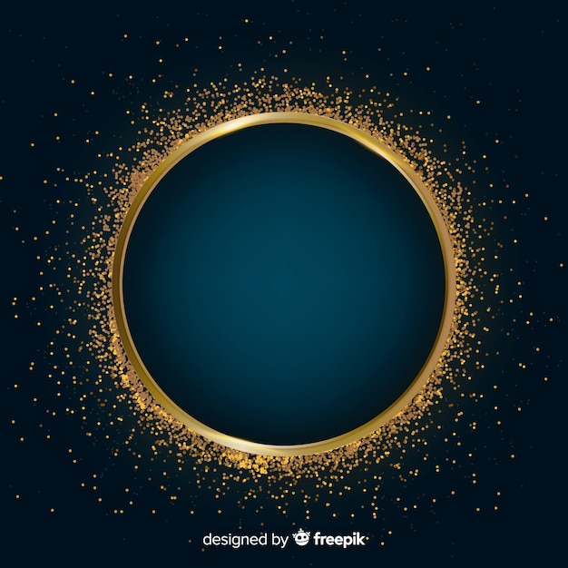 Golden sparkling frame on dark background