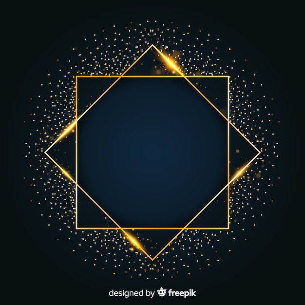 Golden sparkling frame on dark background