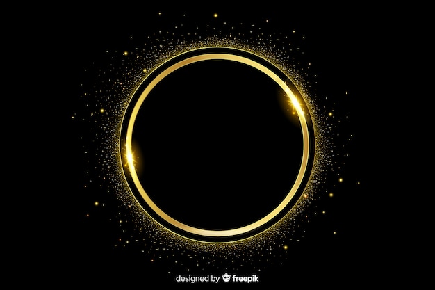 Free Vector golden sparkling frame on dark background