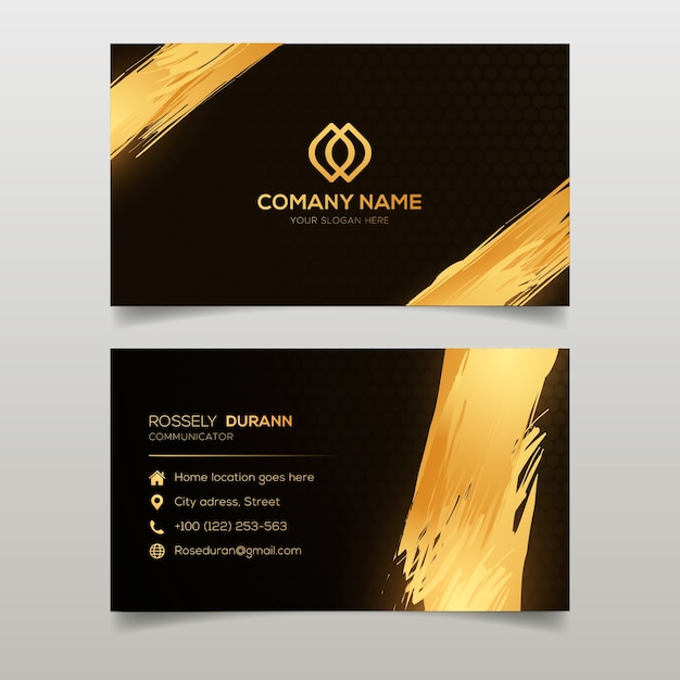 Free vector golden stains business card template