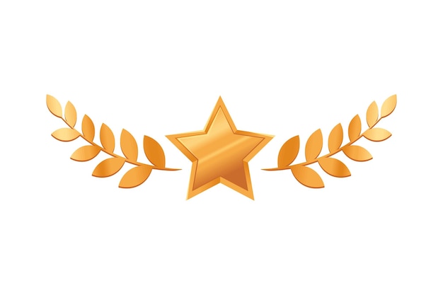 Free Vector golden star laurel icon white background