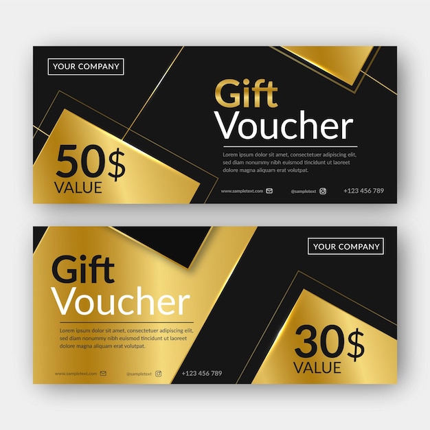 Golden style gift voucher template