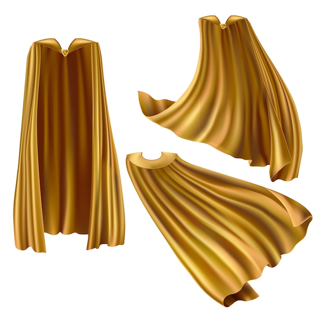 Free Vector golden superhero cape set