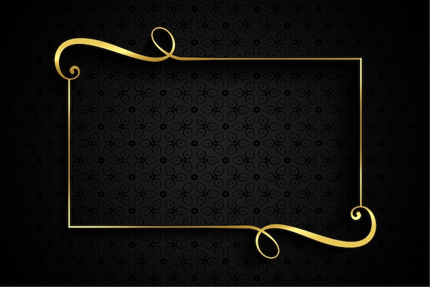 Golden swirl frame on dark background with text space