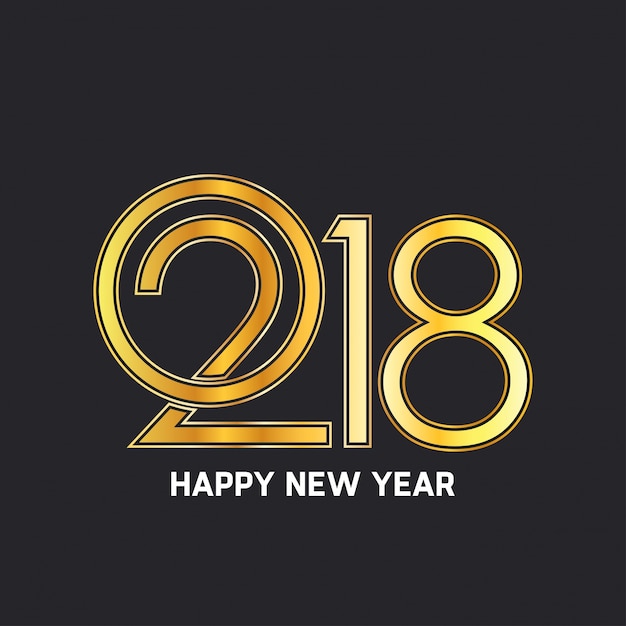 Free Vector golden text design for new year 2018