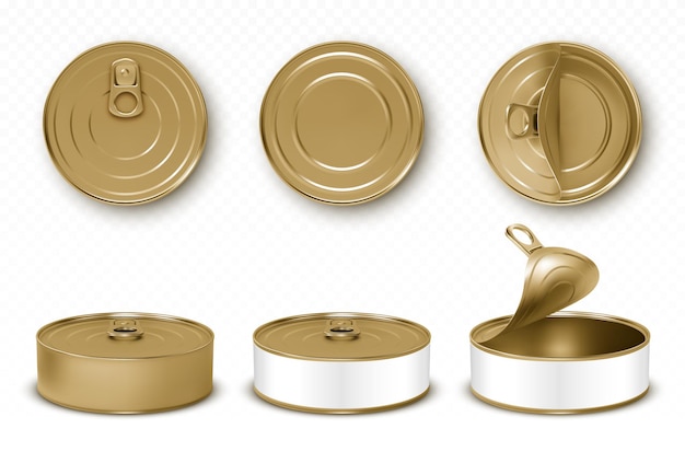 Free Vector golden tin cans in different views