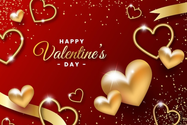 Free Vector golden valentine's day background