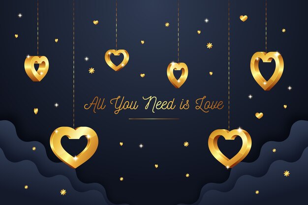 Golden valentine's day background