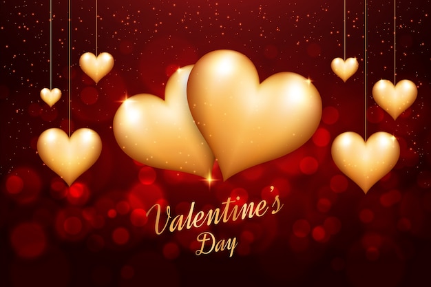 Free Vector golden valentines day background concept