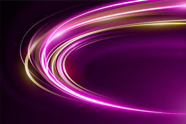 Golden and violet speed neon lights background