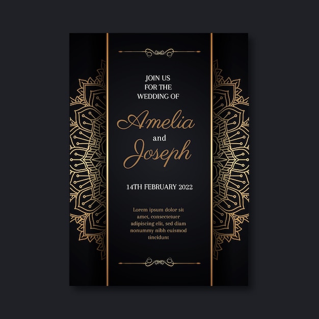 Golden wedding invitation template