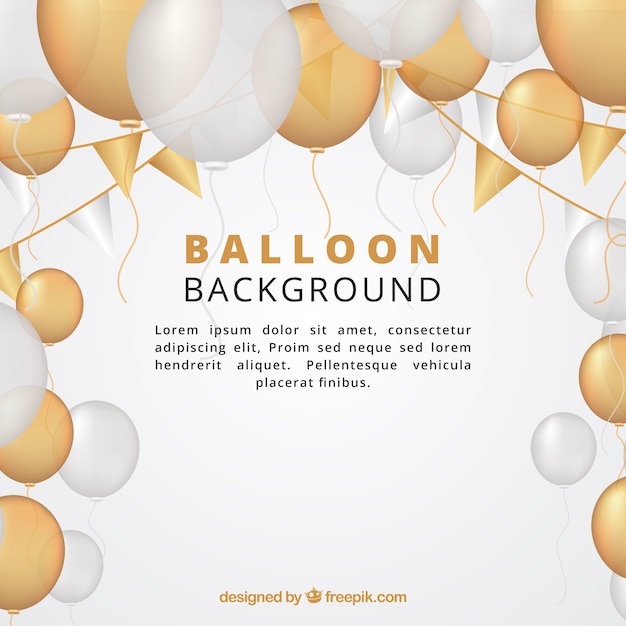 Golden and white balloons background to celebrate