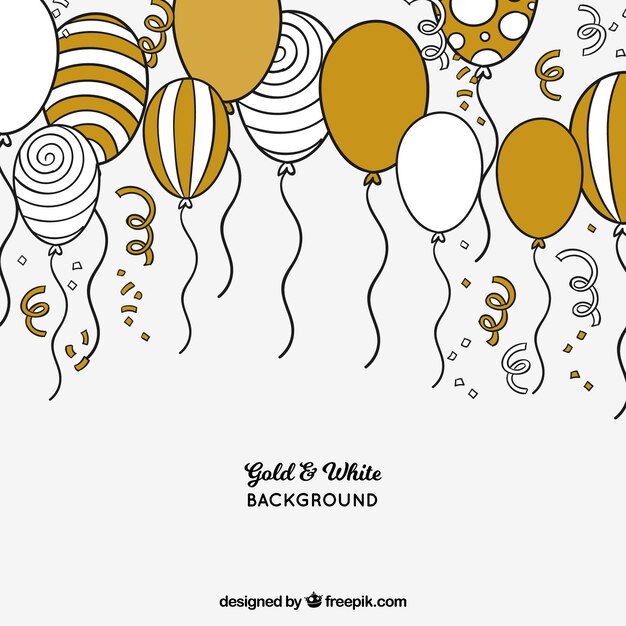 Golden and white balloons background