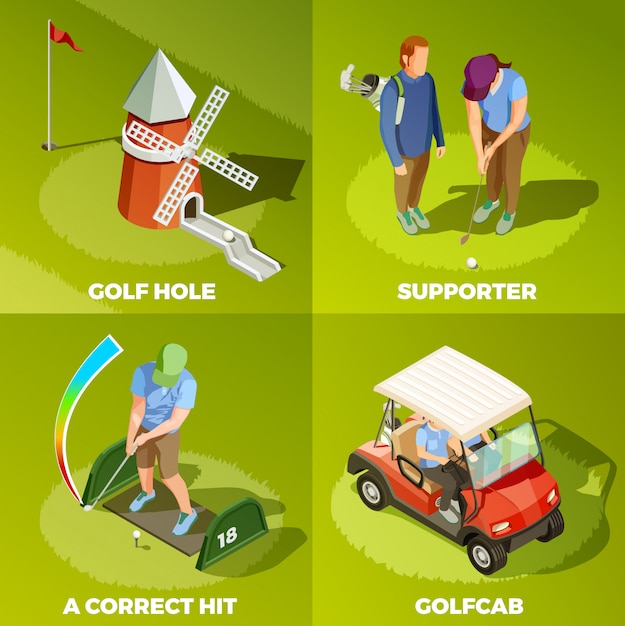 Free Vector golf 2x2 isometric design concept