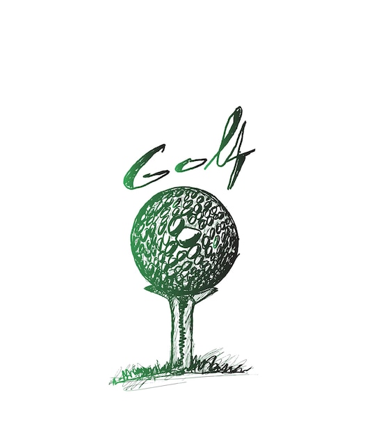 Free Vector golf ball on a tee isolated, vector illustration