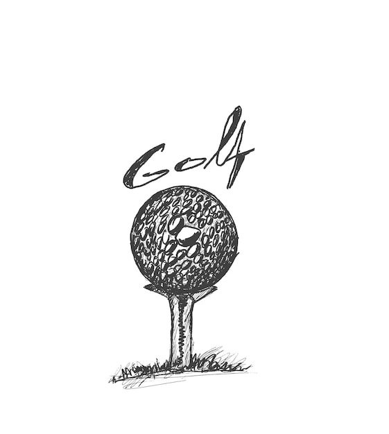 Golf ball on a tee isolated vector illustration